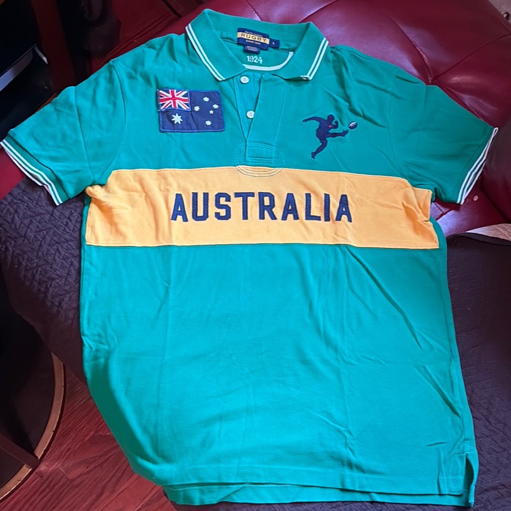 VINTAGE Rugby Ralph Lauren Green Australia Polo Shirt Excellent Used Condition!